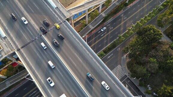 十字路口高架桥交通景观航拍