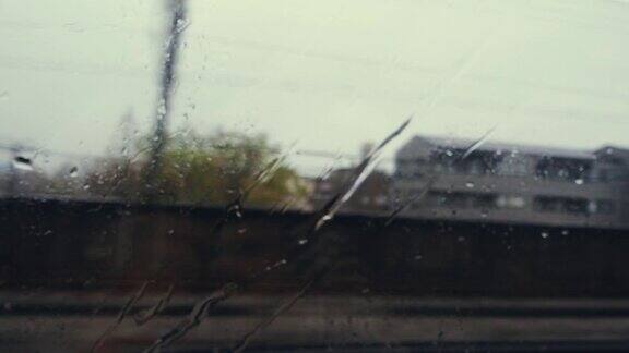 4K子弹头列车窗外的雨景