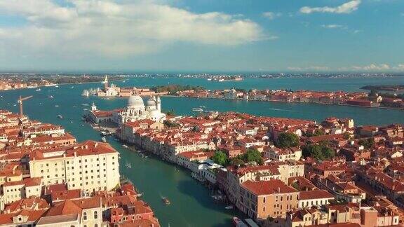 威尼斯意大利空中威尼斯大运河大教堂鸟瞰老城教堂