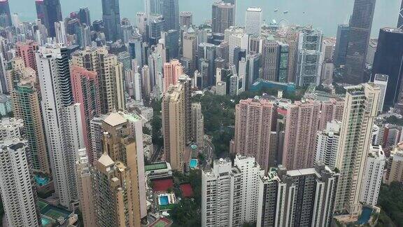 从无人机的角度看香港城市鸟瞰图