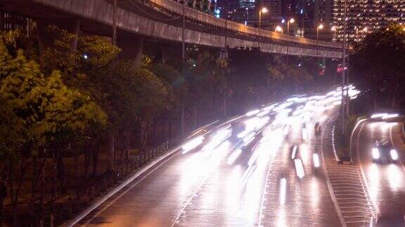 4K时间间隔:曼谷城市夜间交通状况