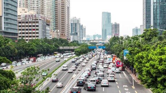 广州市中心繁忙的街道间隔拍摄