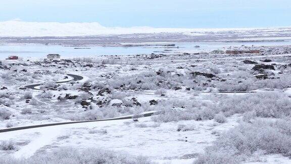 冰岛DimmuborgirLakeMyvatn冬季景观