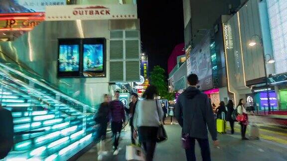 中国夜光香港步行街景全景4k时间推移