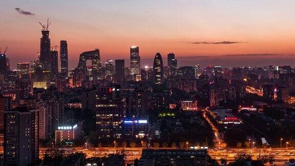 MSHAZI鸟瞰图美妙的城市景色黄昏到夜晚过渡北京中国