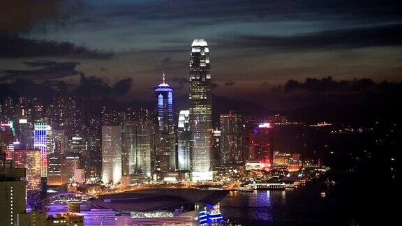 高清:傍晚空中的香港
