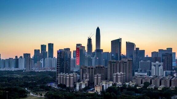 深圳市区从日落到夜晚4K时间推移