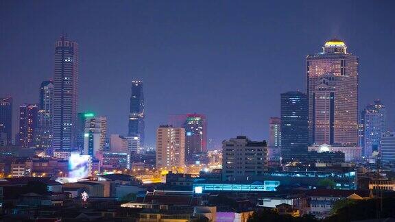 曼谷夜景时光流逝