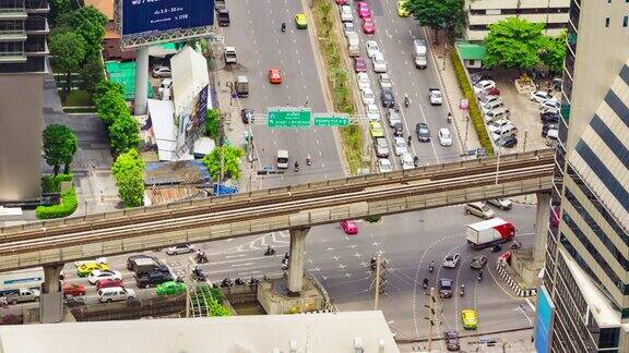 航拍曼谷交通堵塞