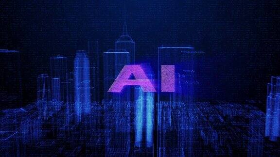 HUD未来AI数字城市城镇元素分析4K技术运动背景