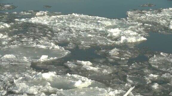 春天融雪河流浮冰4K超高清