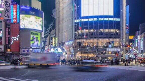 日本东京夜间涩谷的WSZI线