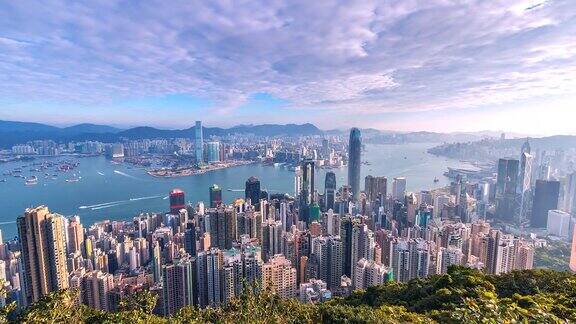4K时间流逝鸟瞰图维多利亚港香港