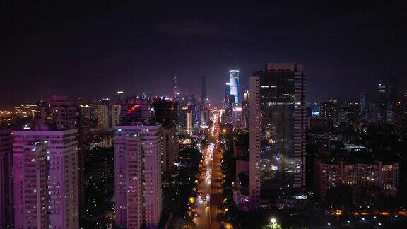 夜光深圳市区交通街道航拍全景4k中国