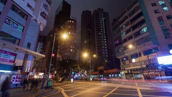 城市夜生活十字路口距离香港4k时间
