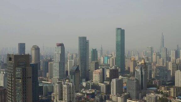南京市区阳光日落航拍全景4k中国