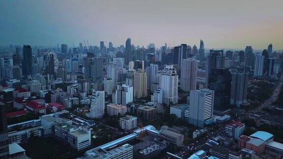 鸟瞰图曼谷城市上午