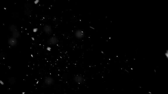 4k分辨率粒子抽象背景的雪落下阿尔法层的背面