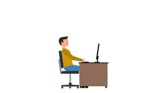 简笔画人物象形文字人在键盘上打字计算机工作人物扁平动画