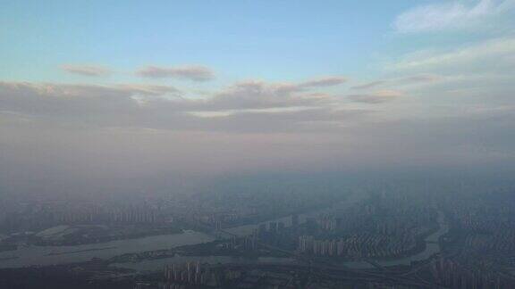 中国福建省福州市城市景观鸟瞰图