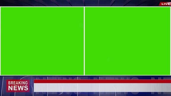 4K视频:新闻广播演播室绿屏显示用于模拟使用