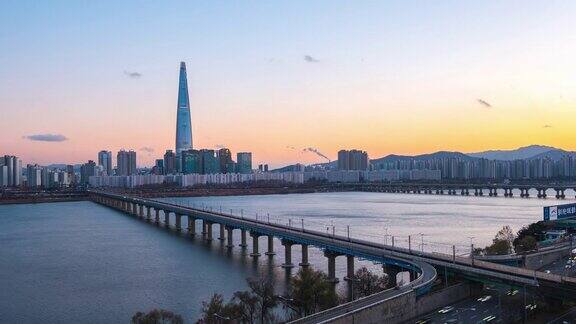 韩国首尔城市的日日夜夜延时视频延时4K