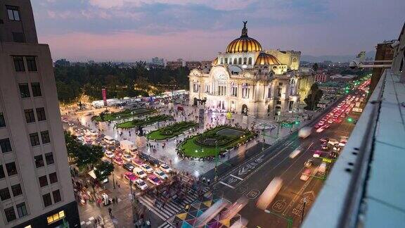 墨西哥城从白天到夜晚的时间流逝