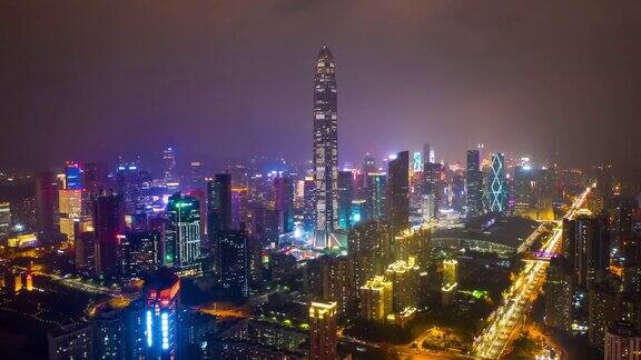 夜光深圳市区航拍全景