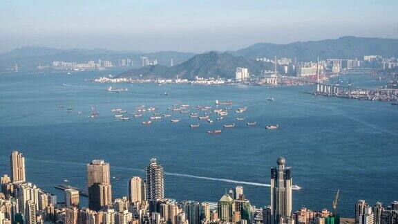 4K延时-货船停泊在香港九龙湾