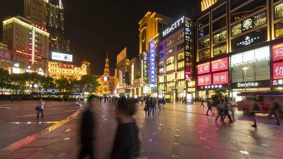 上海南京路夜景时光流逝