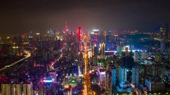 夜间深圳市区交通街道航拍时间跨度为4k中国