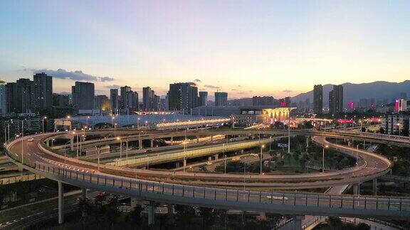 现代城市高架立交桥夜景实时拍摄