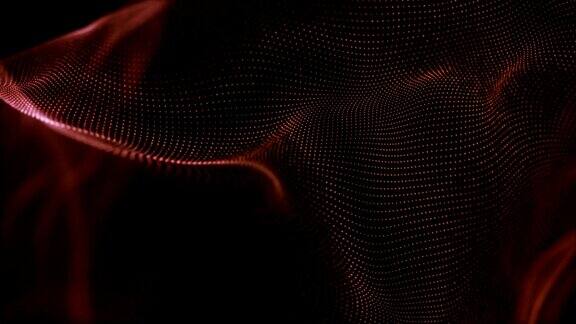 4k抽象红色背景波粒子形式股票视频