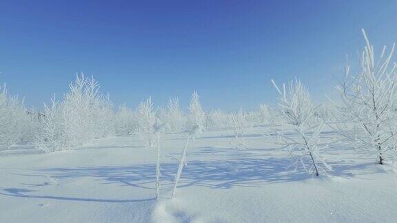 冬季雪堆的全景图4k视频背景