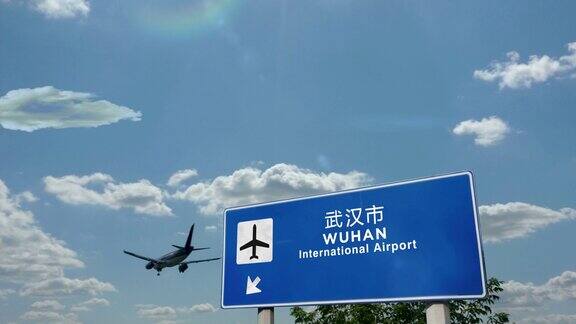 飞机在中国武汉降落
