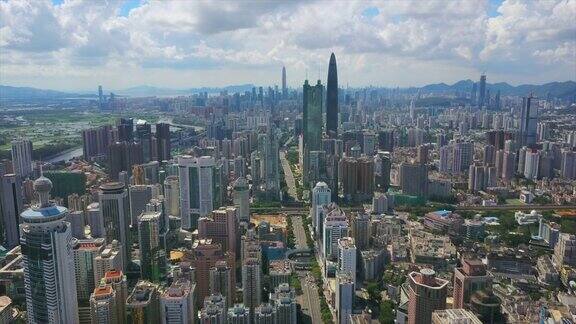 中国晴天深圳市景市区交通道路航拍全景4k