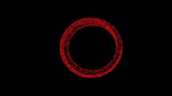 红色圆圈背景由动画线、点、粒子组成