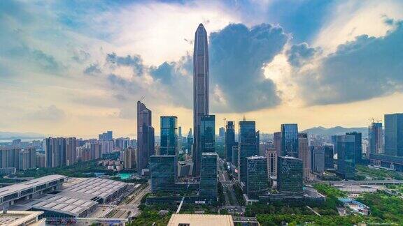 深圳的现代建筑外观时光流逝中国深圳