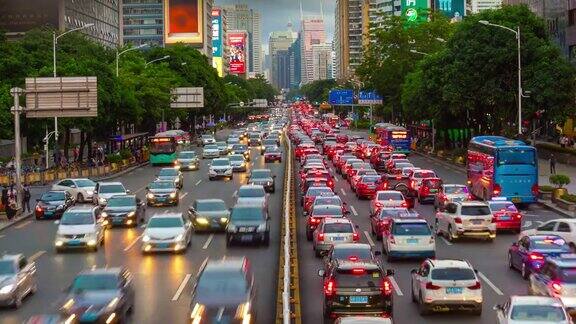 4k时间跨度的中国深圳市区交通街道大桥全景