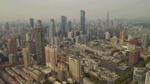 晴天南京市区航拍全景4k中国