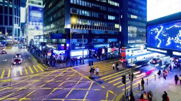 4K时间推移:铜锣湾香港城市街道十字路口的人的时间推移视图香港是亚洲地区的主要金融中心