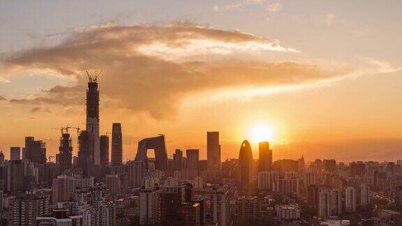 DramaticUrbanSkylineatSunset北京中国