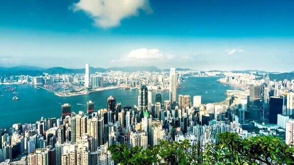4K时间流逝香港城市的观点
