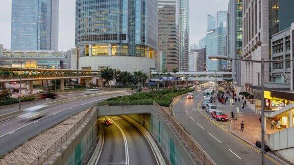 4K时光流逝:香港的交通系统和市中心的城市景观