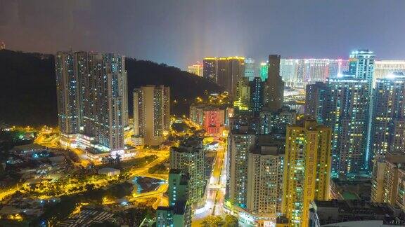中国澳门著名的氹仔岛屋顶夜光全景4k时间推移