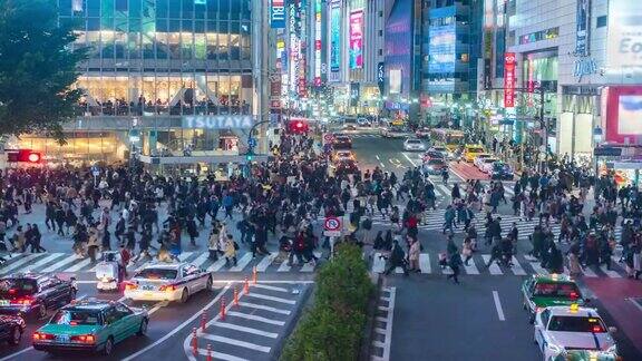 4K延时:东京涩谷人行横道也被称为涩谷