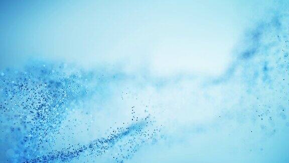 4k抽象粒子波背景-浅蓝色冰雪-美丽的彩色粉环