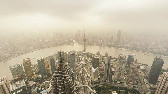 TU鸟瞰图上海在日落中国上海