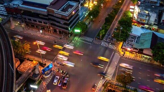 4k时间流逝泰国曼谷十字路口的交通
