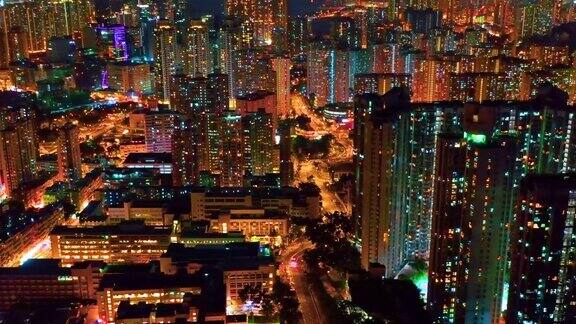 香港城市景观公寓楼夜景